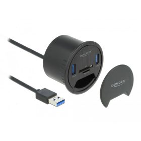   Delock 2 portos asztali hub 2 x SuperSpeed USB Type-A és kártyaolvasó SD és Micro számára (DL-64152)