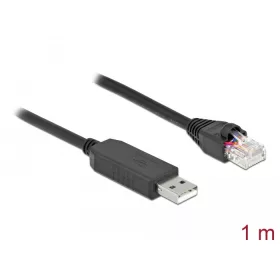   Delock Soros kapcsolati kábel FTDI chipszettel, USB 2.0 A-típusú apa - RS-232 RJ45 apa, 1 m hosszú, (DL-64160)