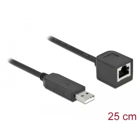   Delock Soros kapcsolati kábel FTDI chipszettel, USB 2.0 A-típusú apa - RS-232 RJ45 anya, 25 cm hossz (DL-64162)