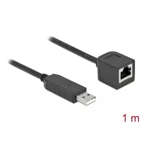   Delock Soros kapcsolati kábel FTDI chipszettel, USB 2.0 A-típusú apa - RS-232 RJ45 anya, 1 m hosszú, (DL-64164)