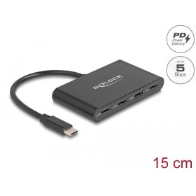   Delock USB 3.2 Gen 1 USB Type-C Hub 3 db USB Type-C anya + 1 x USB Type-C PD 100 Watt (DL-64174)