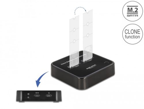 Delock M.2 dokkolóállomás 2 x M.2 SATA SSD-hez klónozás funkcióval