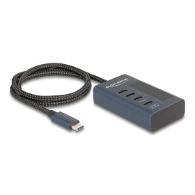   Delock USB 10 Gbps hub 4 db. USB Type-C  porttal, amelyből 3 adat csatlakoztatási felület és egy adat és 20 Watt-os PD tápjelzéssel (DL-64189)