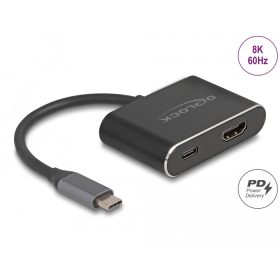   Delock USB Type-C adapter HDMI-re (DP Alt mód) 8K HDR-rel és Power Delivery 100 W-os tápellátással (DL-64199)