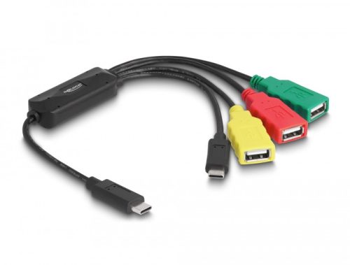 Delock 4 Port USB 2.0 kábel hub USB Type-C  - 3 x USB-A-csatlakozóhüvely + 1 x USB-C  dugó