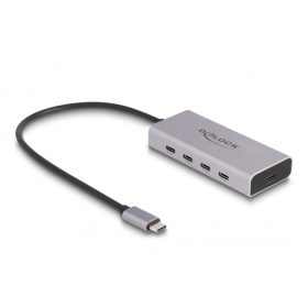   Delock USB 10 Gbps USB Type-C  hub 4 x USB Type-C  anya csatlakozóval és 1 x USB Type-C  PD 85 wattos csatlakozóval, 30 cm csatlakozó kábellel (DL-64235)