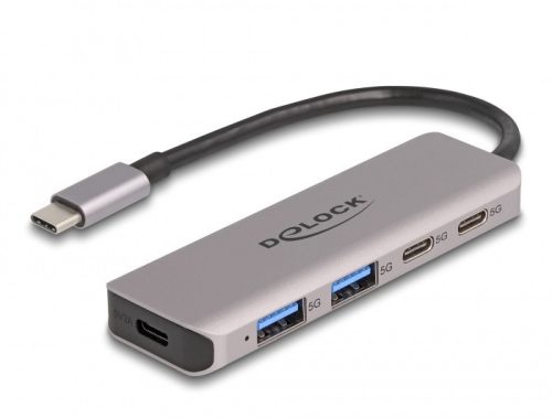 Delock USB 5 Gbps 2 USB Type-C  portos és 2 A-típusú portos hub USB Type-C  csatlakozóval