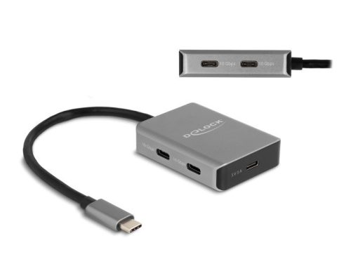 Delock USB 10 Gbps Tetején 4 USB porttal rendelkező USB Type-C  hub USB Type-C  csatlakoztatóval
