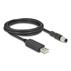   Delock M8 Soros csatlakozású kábel FTDI chip készlettel, A-típusú USB 2.0 apa - M8 RS-232 apa A-kódolású 3 tűs 1,8 m fekete (DL-64258)