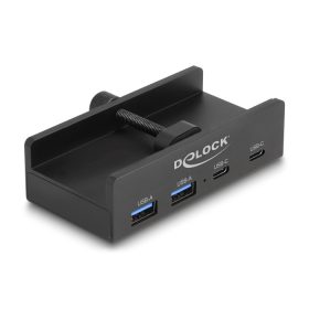   Delock Külső USB 5 Gbps 4 Port Hubon keresztül 2 x A-típusú USB és 2 x USB Type-C -k záró csavarmenettel (DL-64262)