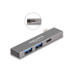   Delock 3 portos vékony USB hub USB Type-C  csatlakoztatóval és 1 x USB 5 Gbps USB Type-C  és 2 x USB 5 Gbps A-típusú (DL-64275)