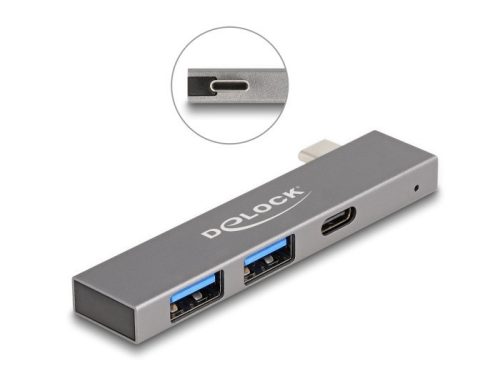Delock 3 portos vékony USB hub USB Type-C  csatlakoztatóval és 1 x USB 5 Gbps USB Type-C  és 2 x USB 5 Gbps A-típusú
