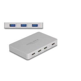   Delock 7 portos USB hub 4 x USB Type-C  anyával és 3 x A-típusú USB anyával PD 82 W-tal (DL-64279)