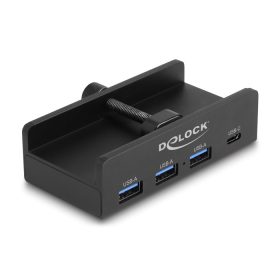   Delock Külső USB 5 Gbps 4 Port Hubon keresztül 3 x A-típusú USB és 1 x USB Type-C -k záró csavarmenettel (DL-64284)