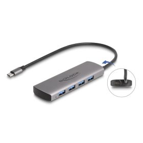   Delock USB 10 Gbps Hub 4 portos A-típusú USB Type-C  csatlakozóval és további tápporttal (DL-64293)