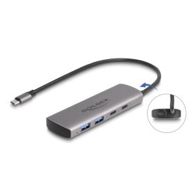  Delock USB 10 Gbps Hub 2 A-típusú USB port és 2 USB Type-C  port USB Type-C  csatlakozóval és egy további tápporttal (DL-64299)