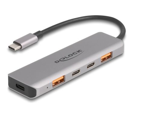 Delock USB 10 Gbps Hub 2 A-típusú USB port és 2 USB Type-C  port USB Type-C  csatlakozóval és PD 95 Watt
