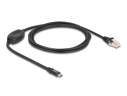 Delock Adapter USB 2.0 Type-C  csatlakozó - 1 x soros RS-232 RJ45 csatlakozó 1,8 m fekete