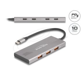   Delock 7 portos USB-elosztó, 10 Gbps, 4 db USB Type-C  csatlakozóaljzattal és 3 db USB Type-A csatlakozóaljjal (DL-64313)