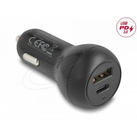   Delock autós töltő USB Type-C  PD 3.0 és USB Type-A 32 W teljesítménnyel (DL-64329)