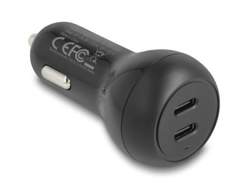 Delock autós töltő 2 x USB Type-C  PD 3.0 40 W teljesítménnyel