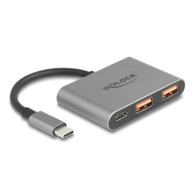   Delock 3 port USB Hub 10 Gbps USB Type-C  csatlakozóval - 1 x USB Type-C  + 2 x A-típusú USB csatlakozó (DL-64337)