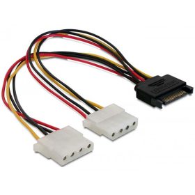   Delock 15 tűs SATA (apa)   2 db 4 tűs Molex (anya), 20 cm-es hálózati kábel (DL-65159)