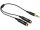 Delock kábel, audio sztereo jack apa, 3.5 mm > 2 x sztereo jack anya, 25 cm, fekete