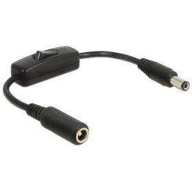   Delock DC-adapterkábel, 5,5 x 2,5 mm csatlakozódugó > DC-csatlakozóhüvely 5,5 x 2,5 mm, kapcsolóval, (DL-65497)