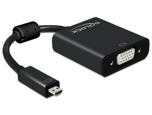 Delock Adapter HDMI Micro-D dugó > VGA hüvely audióval fekete