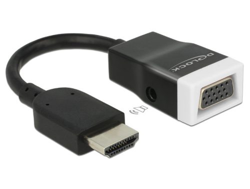 Delock Adapter HDMI-A dugó > VGA hüvely audióval, 15cm, fekete-fehér