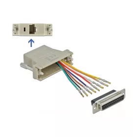   Delock Szürke Sub-D 25-tűs anya   RJ45 anya összekötő adapter (DL-65600)