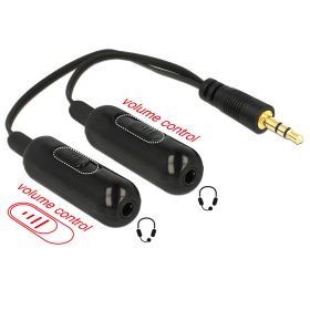   Delock Adapter Kábel audio splitter stereo jack apa 3.5 mm 3 pin > 2 x stereo jack anya 3.5 mm (DL-65683)