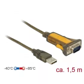   Delock Adapter USB 2.0 A-típusú dugó > 1 x kiterjesztett hőmérséklet tartományú soros RS-232 DB9 csa (DL-65840)