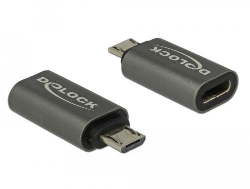 Delock Adapter USB 2.0 Micro-B apa - USB Type-C 2.0 anya adapter antracit