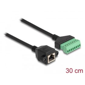   Delock RJ45 kábel Cat.6 anya - Terminal Block Adapter beépíthető, 30 cm hosszú, 2 részes (DL-66054)