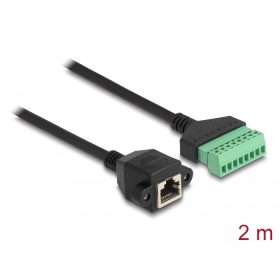   Delock RJ45 kábel Cat.6 anya - Terminal Block Adapter beépíthető, 2 m hosszú, 2 részes (DL-66060)