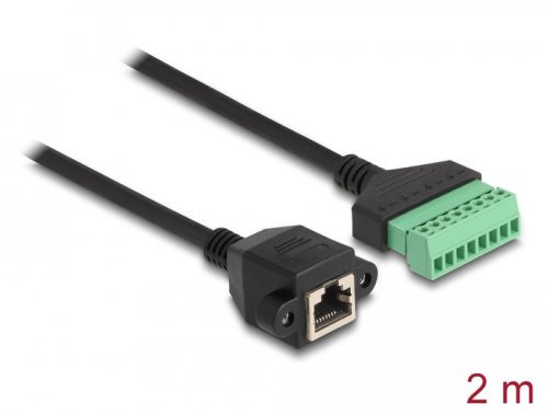 Delock RJ45 kábel Cat.6 anya - Terminal Block Adapter beépíthető, 2 m hosszú, 2 részes