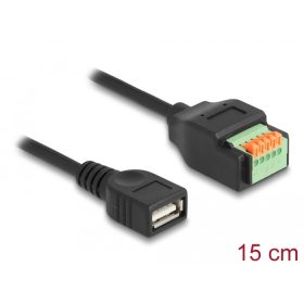   Delock A-típusú USB 2.0 kábel anya - terminal block adapter lenyomó gombbal 15 cm (DL-66062)