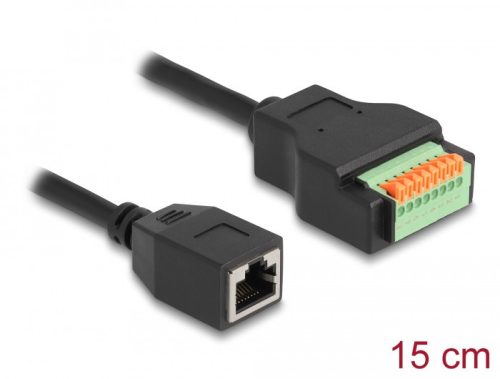 Delock RJ45 kábel Cat.5e anya - terminal block adapter lenyomó gombbal 15 cm