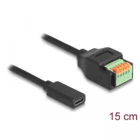   Delock ?USB Type-C 2.0 kábel anya - terminal block adapter lenyomó gombbal 15 cm (DL-66067)