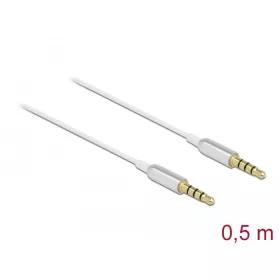   Delock Sztereo jack kábel 3,5 mm 4 tűs apa- apa Ultra Slim, 0,5 m, fehér (DL-66073)