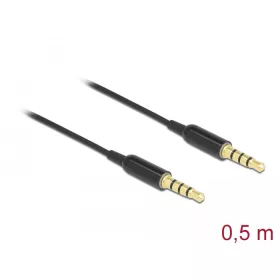   Delock Sztereo jack kábel 3,5 mm 4 tus apa- apa Ultra Slim, 0,5 m, fekete (DL-66075)