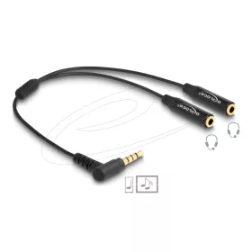   Delock Hangmegosztó sztereo jack apa 3,5 mm - 2 x sztereo jack anya 3,5 mm 4-tűs hajlított (DL-66242)