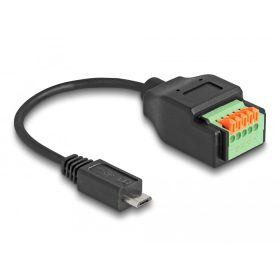   Delock Micro-B-típusú USB 2.0 kábel apa - terminal block adapter lenyomó gombbal 15 cm (DL-66251)