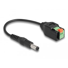   Delock DC kábel 2,1 x 5,5 mm apa - Terminal Block Adapter lenyomó gombbal 15 cm (DL-66253)
