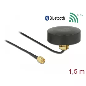   Delock WLAN 802.11 b/g/n antenna RP-SMA-dugó 2 dBi irányítatlan, rögzített, csatlakozókábellel RG-17 (DL-66285)