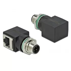   Delock Hálózati adapter M12 4 tűs D-kódolt adugó - RJ45 anya (DL-66313)