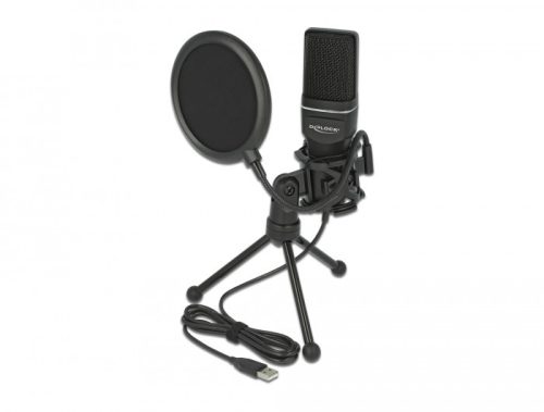 Delock USB csatlakozású Kondenzátoros Mikrofon Szett - podcast készítéshez, játékhoz dalrögzítéshez