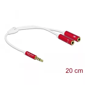   Delock Fejhallgató adapter 1 x 3,5 mm-es, 4 tűs sztereo jack apa - 2 x 3,5 mm-es, 4 tűs sztereo jack (DL-66519)